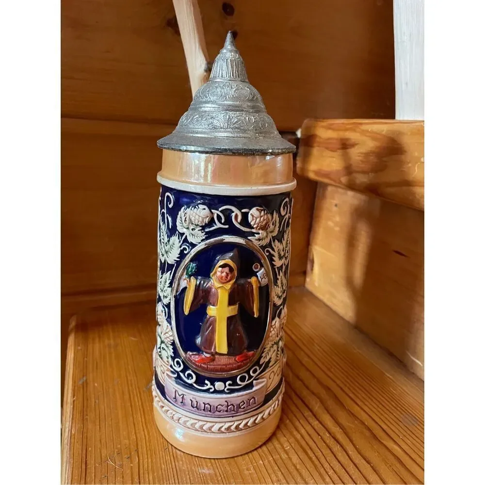 Vintage Beer Stein Gerz Gerzit Lidded West Germany